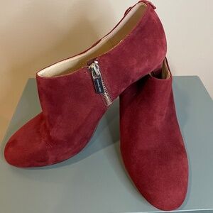 Michael Kors Red Suede Ankle Booties with Heels with Side Zip Size 9.5M